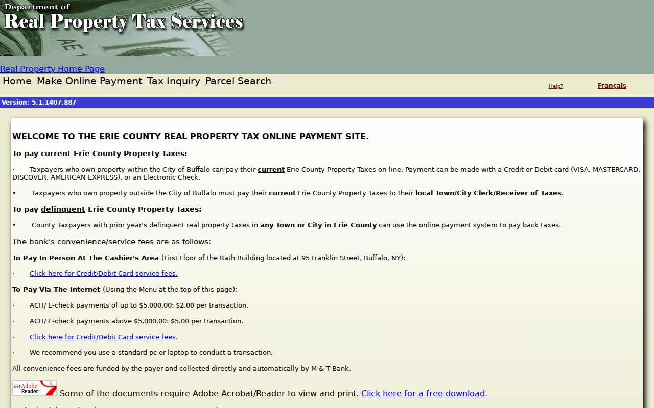 Town of Hamburg residents directory Erie County parcel search screen