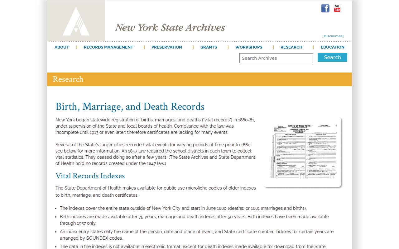 New York State Archives vital-record research resource supporting Town of Hamburg previous residents research